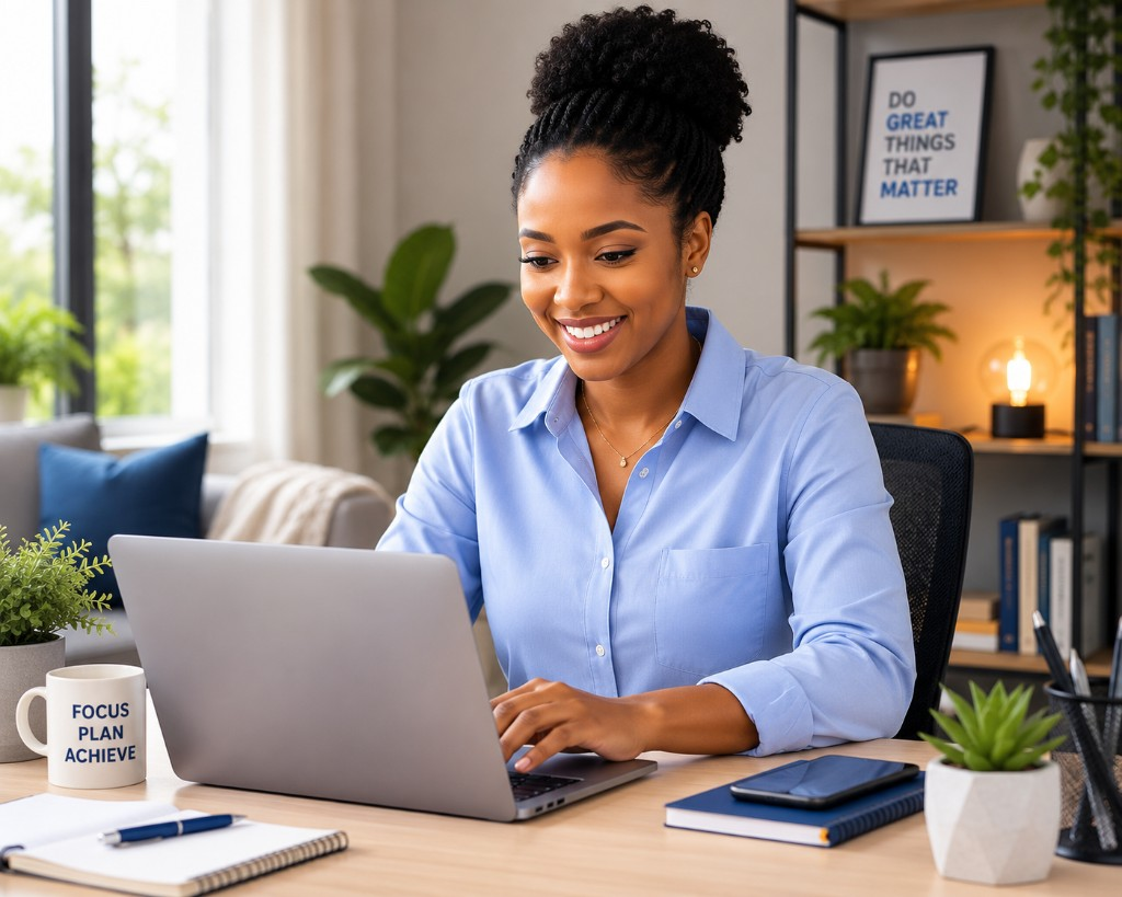 Professional working productively with Fiducia