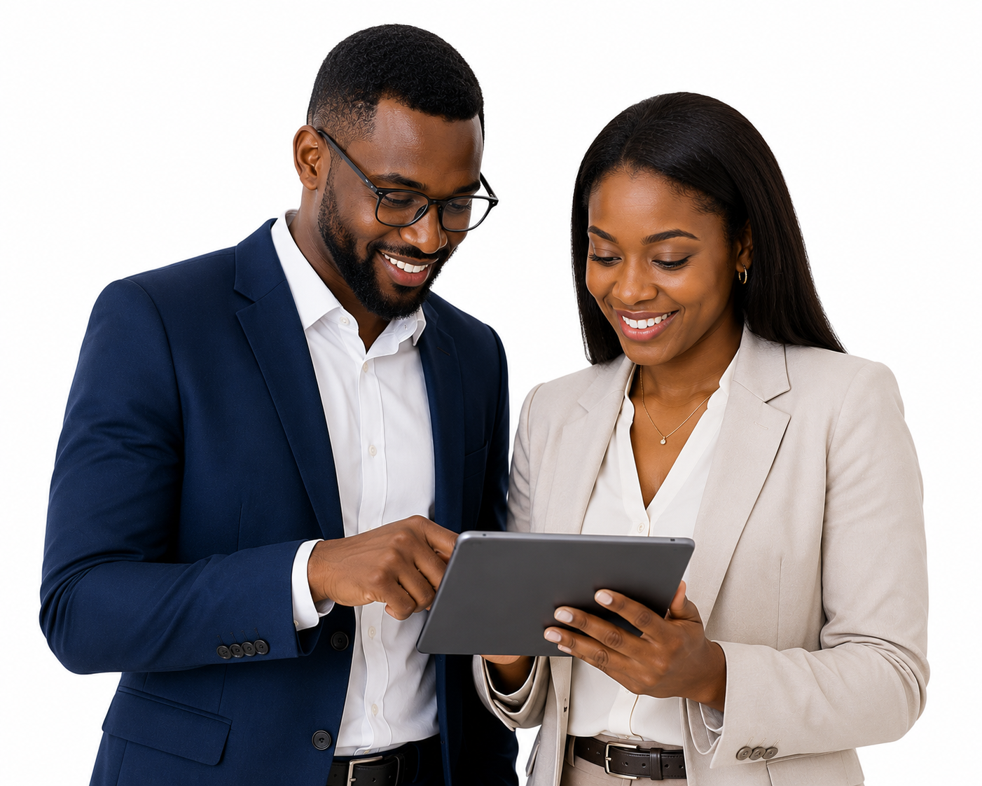 Managers reviewing candidate profiles on a tablet